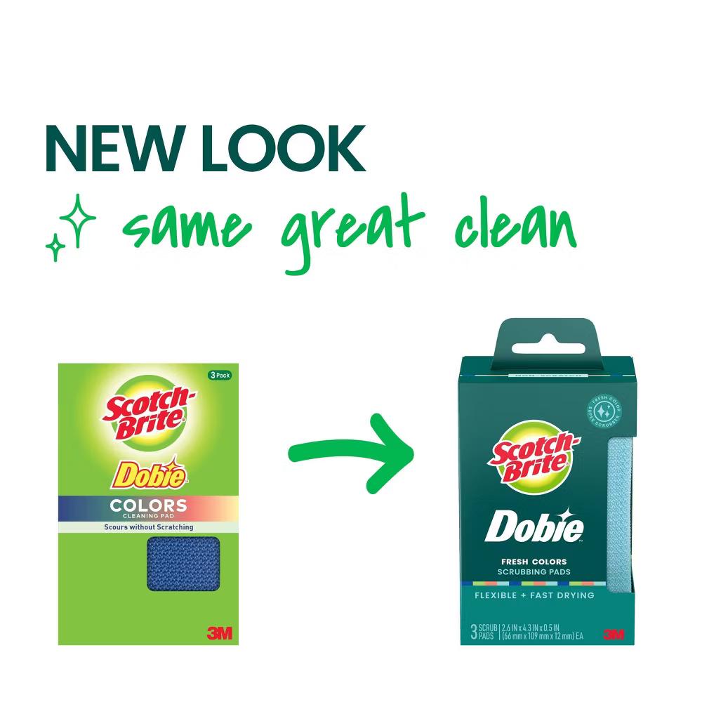 Dobie Non-Scratch and Fast-Drying Multicolor Scrubbing Pads - 3ct - Image 3