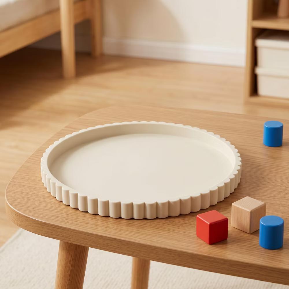 2Pc Round Silicone Vanity Tray Set Decorative Catchall Organizer for Bathroom Countertop Perfume White - Image 47
