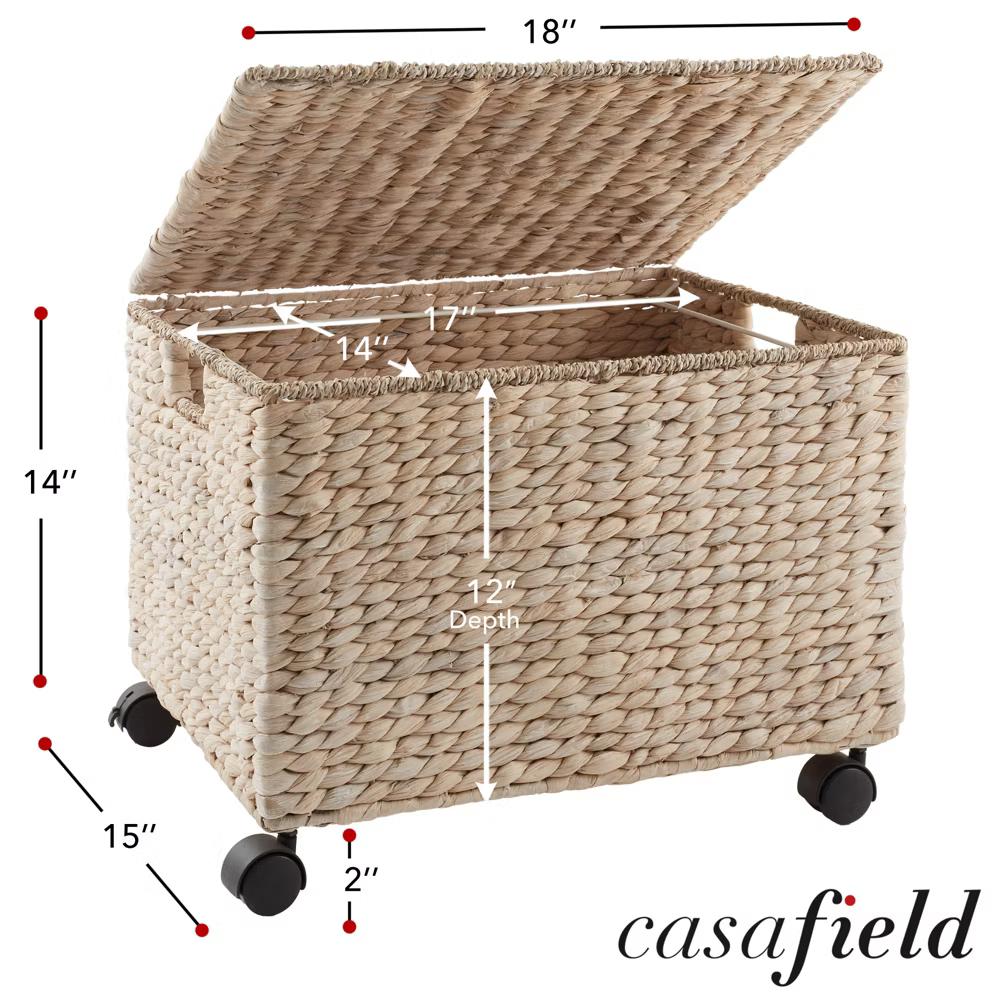 Casafield Rolling Filing Cabinet - Water Hyacinth Hanging File Folder Organizer on Wheels, Home Office Storage - Image 28