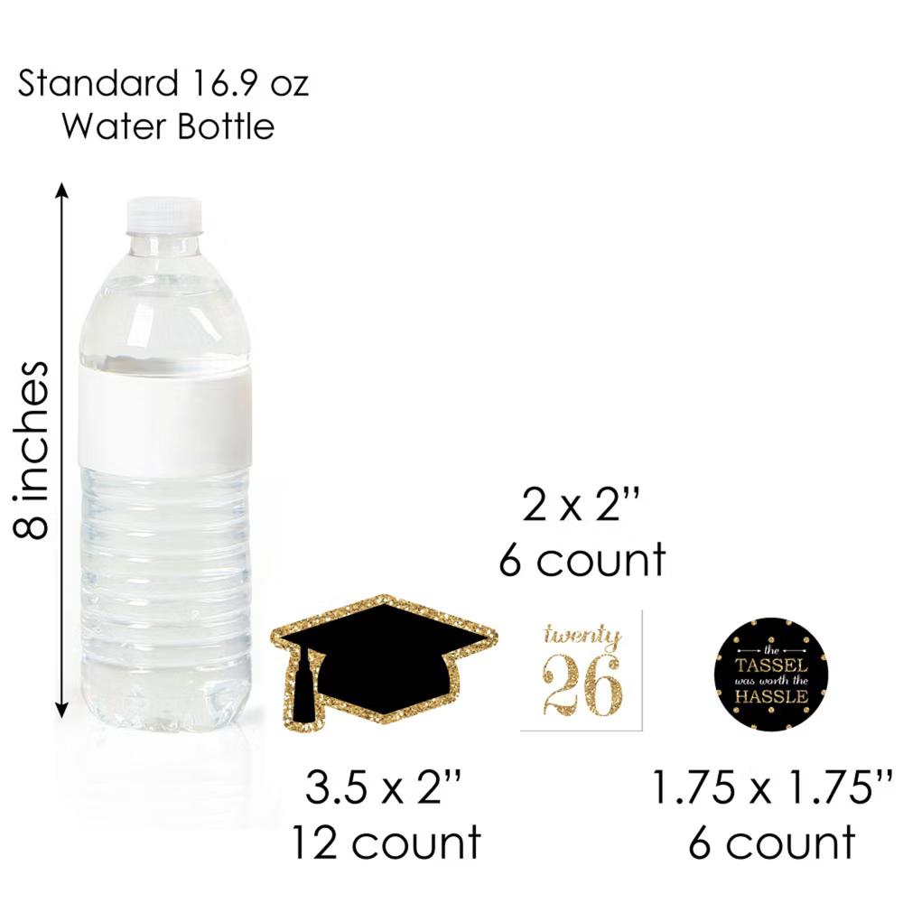 2026 Gold Graduation Cupcake Decoration - Party Cupcake Wrappers and Treat Picks Kit - Set of 24 - Image 3