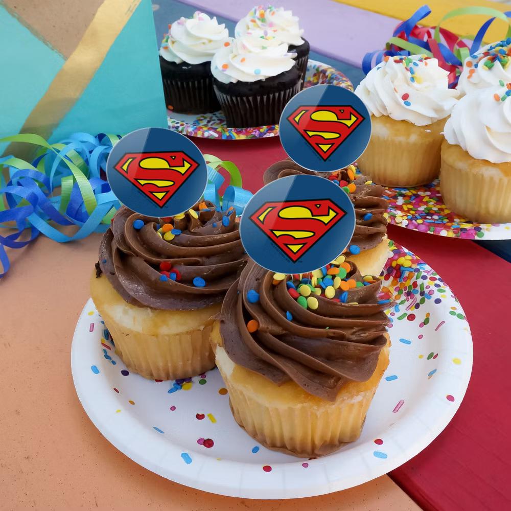 Classic S Shield Logo Cupcake Picks Toppers Decoration Set of 6 - Image 6