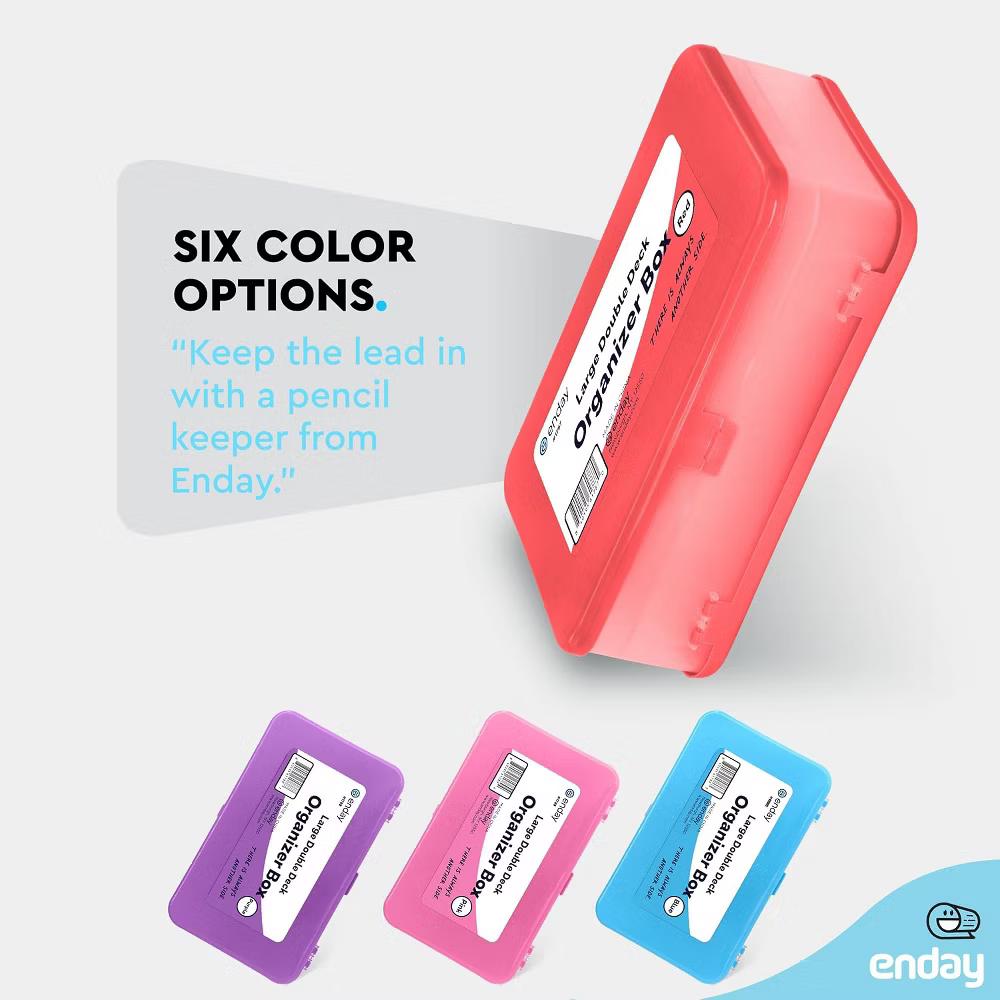 Large Capacity Double Deck Pencil Box - Plastic With 12 Compartments, Snap-Tight Lid, Hard Case Storage Organizer - Image 44