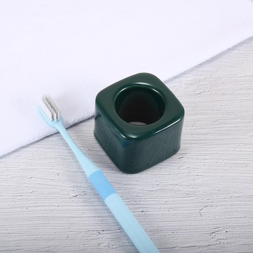 Bathroom Square Mini Ceramic Toothbrush Holder 2.2"x1.73" 2Pcs - Image 7