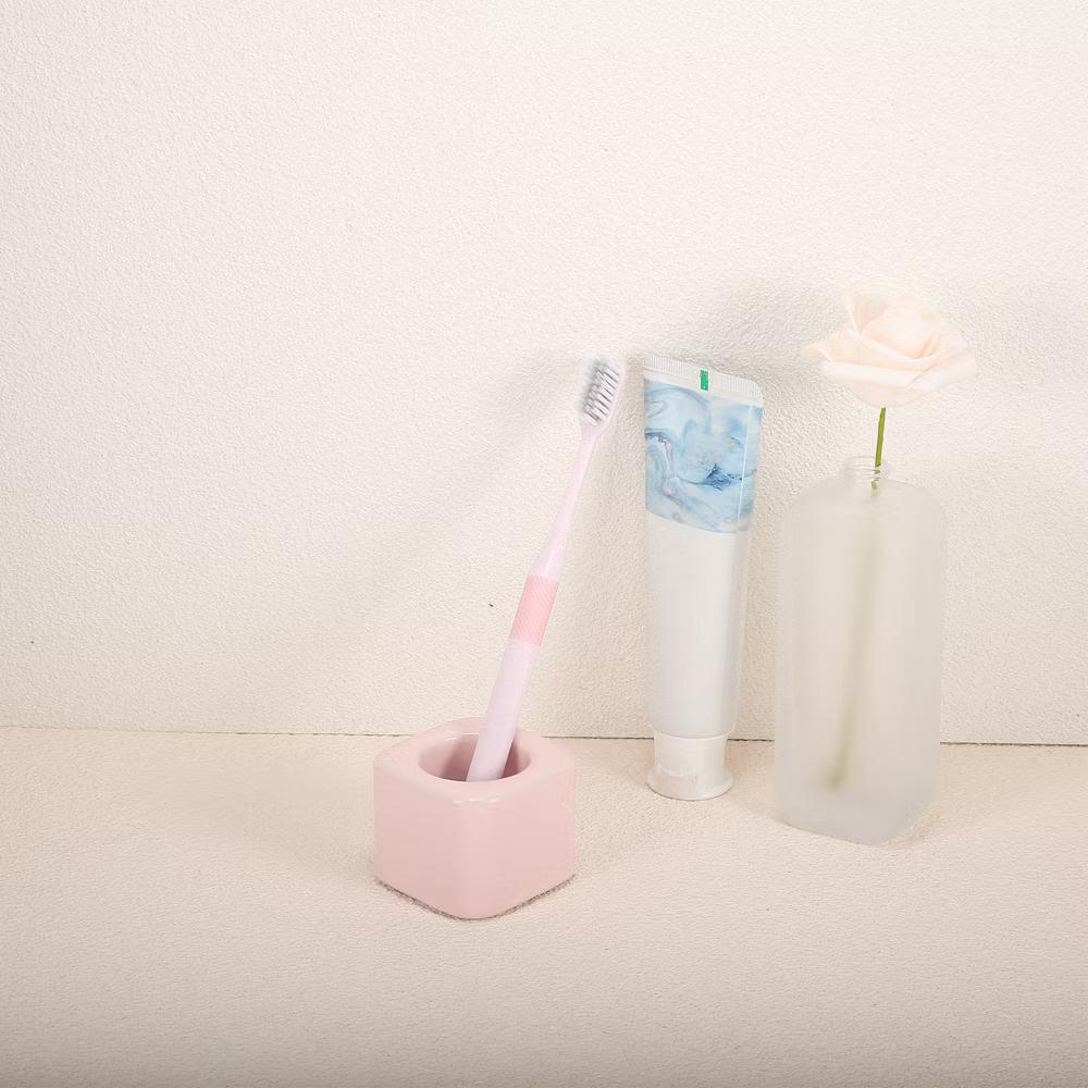 Bathroom Square Mini Ceramic Toothbrush Holder 2.2"x1.73" 2Pcs - Image 16