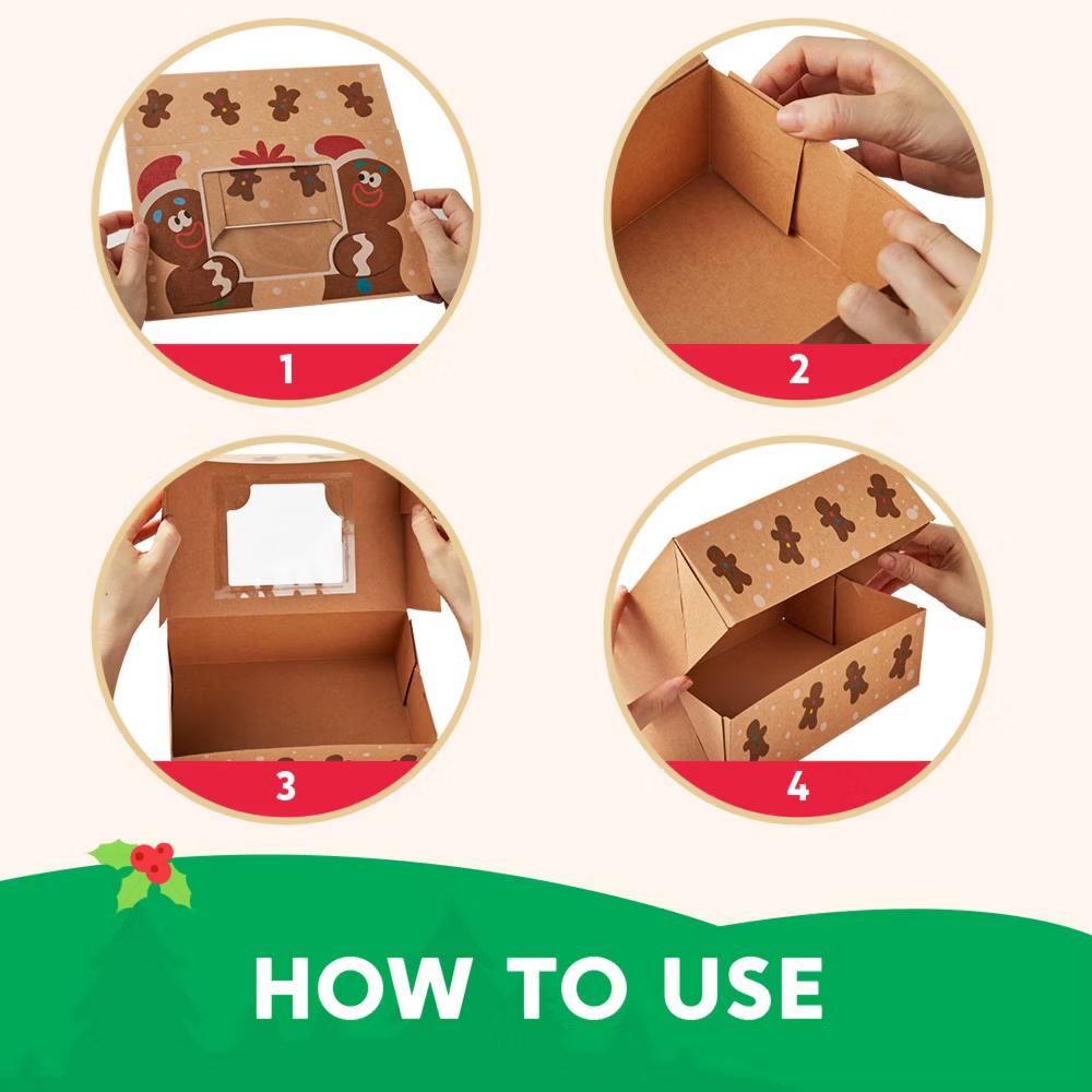 24 Pcs Christmas Cookie Gift Baking Box, Auto-Popup Treat Boxes with Window and Tags, Xmas Treat Boxes Containers for Cookies & Holiday Baking - Image 9