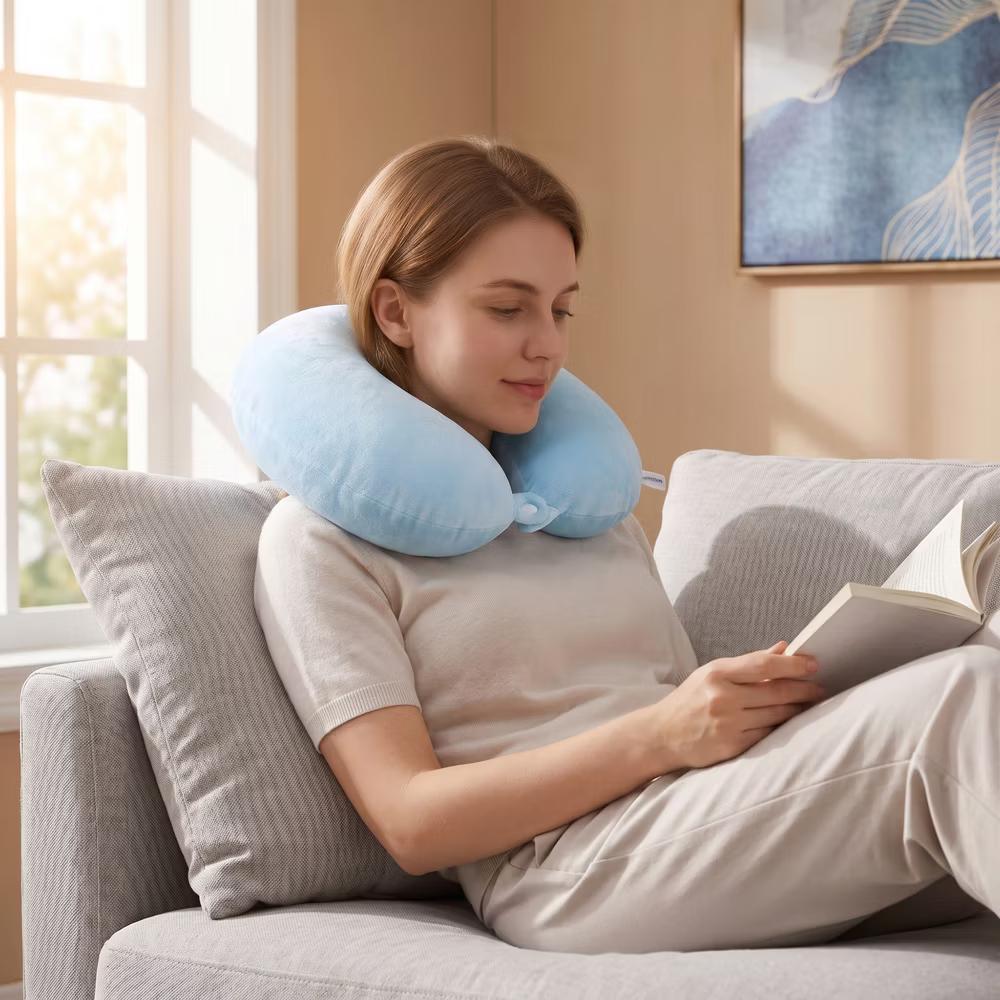 Solid PP Cotton Lightweight Office U-Shape Travel Neck Pillows 11x11in 1 Pc - Image 33