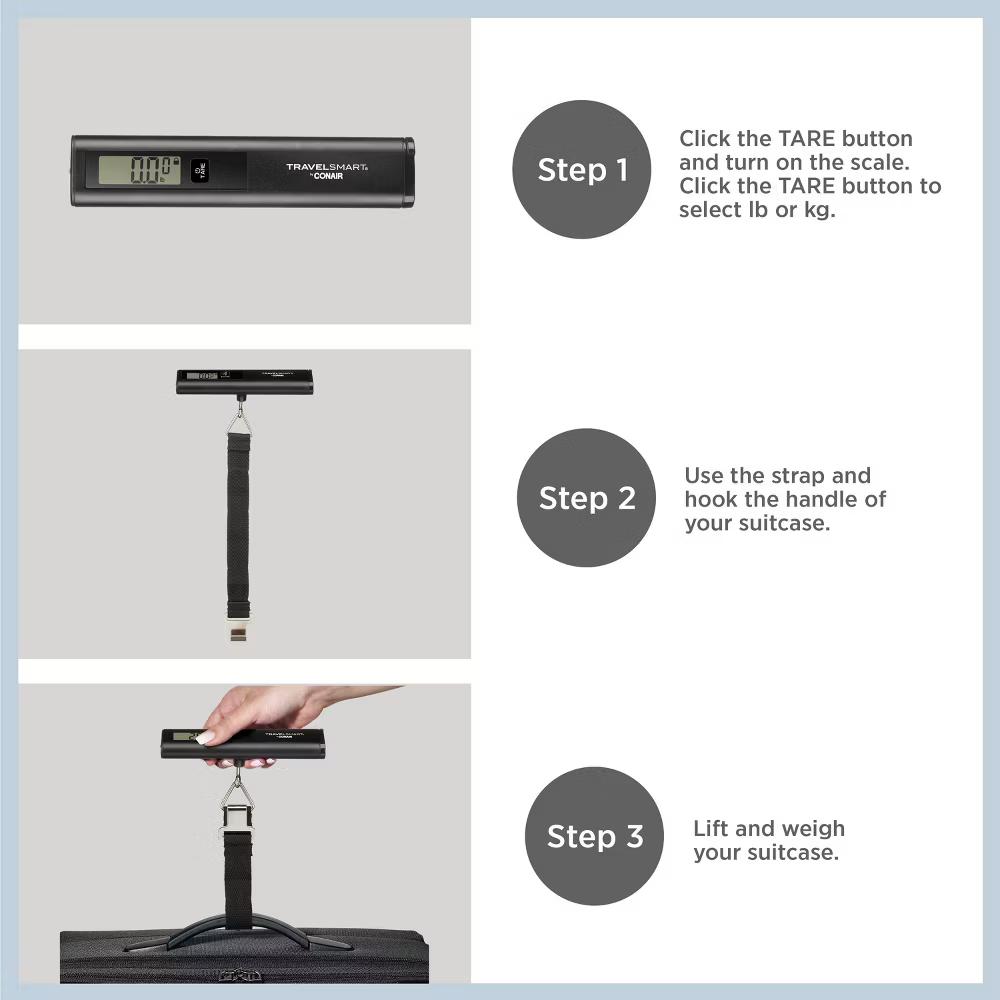 Travel Smart Digital Luggage Scale - Black: Maximum Capacity 80 lbs, Solid Pattern - Image 6