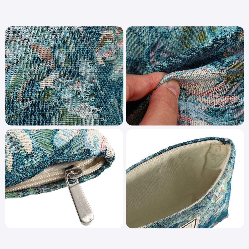 Travel Zipper Floral Makeup Bags and Organizers Blue - Image 6