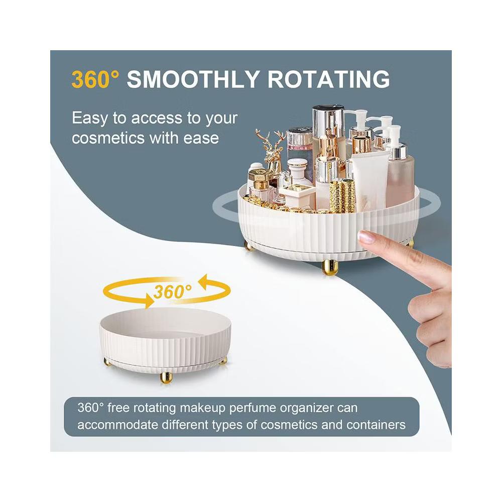 360 Degree Rotating Makeup Organizer Tray, Lazy Susan Perfume and Skincare Storage Organizer for Vanity, Dresser and Bathroom Countertop-white - Image 4