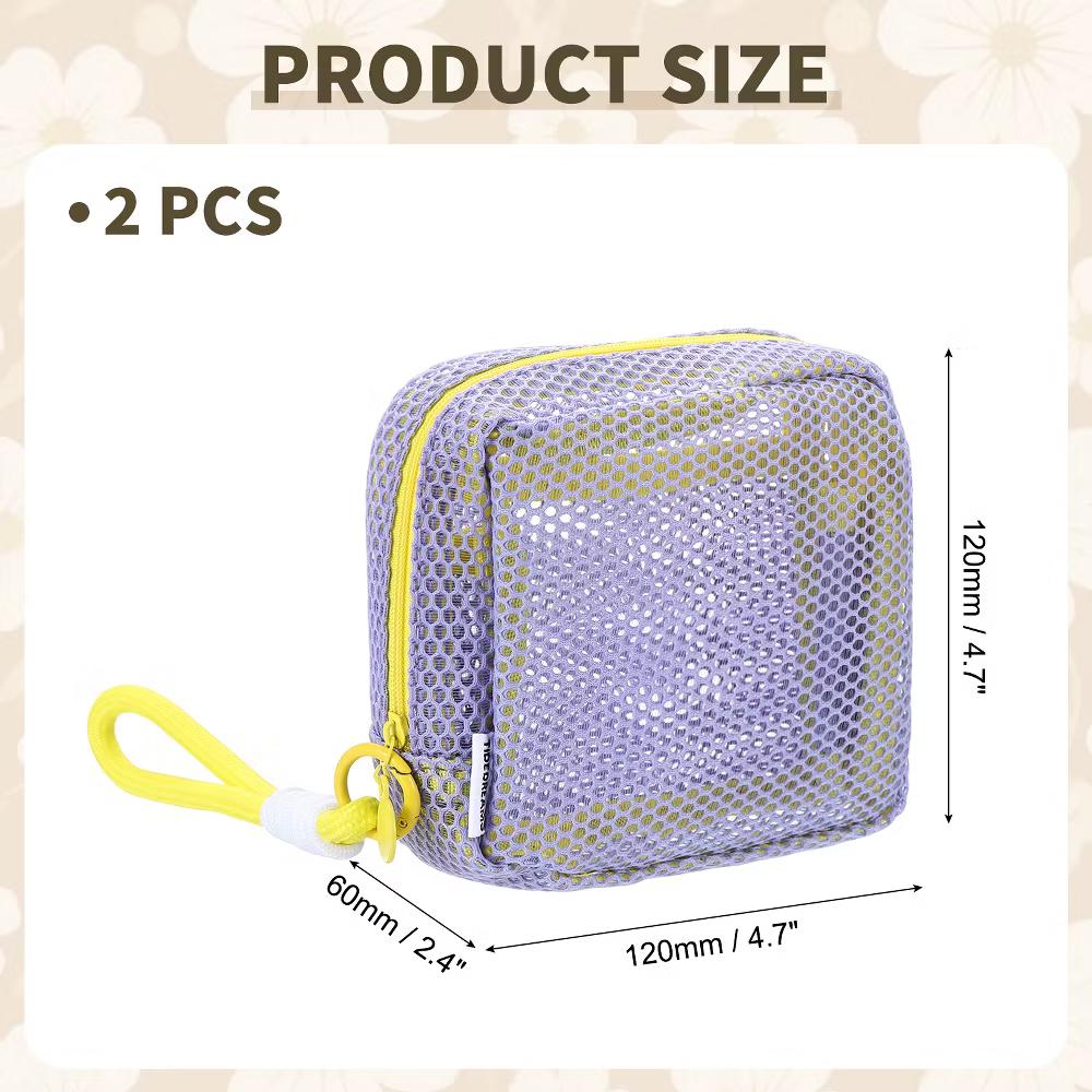 Mesh Travel Toiletry Organizing Zipper Mini Makeup Bag with Strap 4.7" - Image 27
