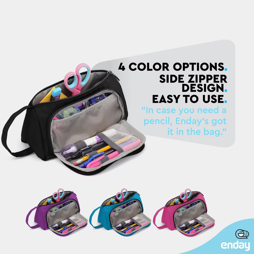 Large Capacity Pencil Case, 3-Compartment Zipper Pencil Pouch, Cute Pencil Case Organizer - Image 8