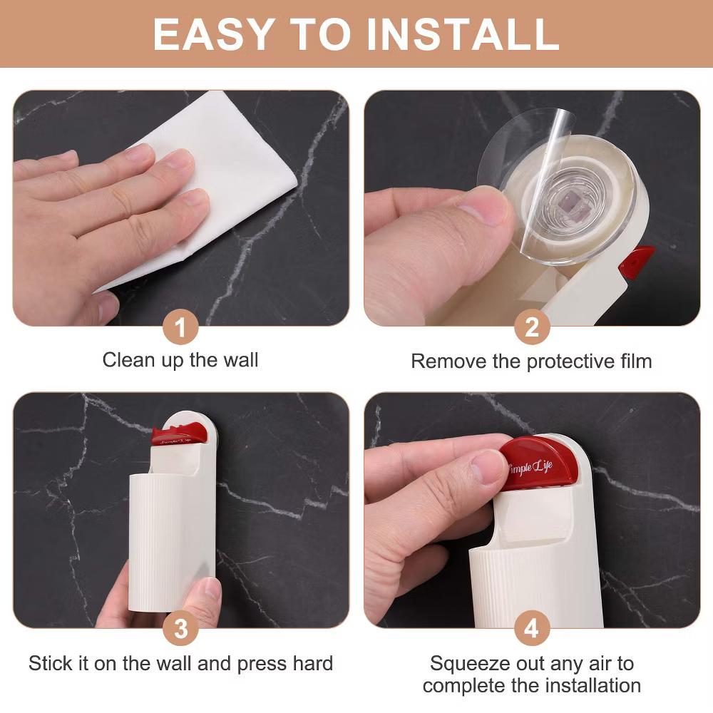 Toothbrush Holder, Wall Mounted Plastic Toothbrush Organizer - Image 2