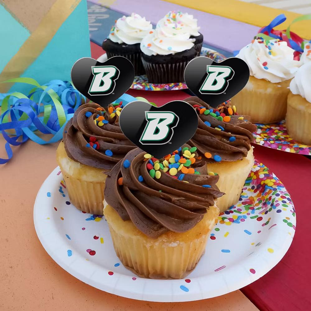 Binghamton University Logo Heart Love Cupcake Picks Toppers Decoration Set of 6 - Image 5