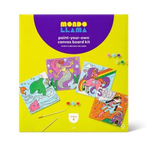 8'' 8'' 4pk Paint-Your-Own Canvas Panel Pack Mermaid/Dolphin/Unicorn/Superhero - DIY Art Kit for Kids