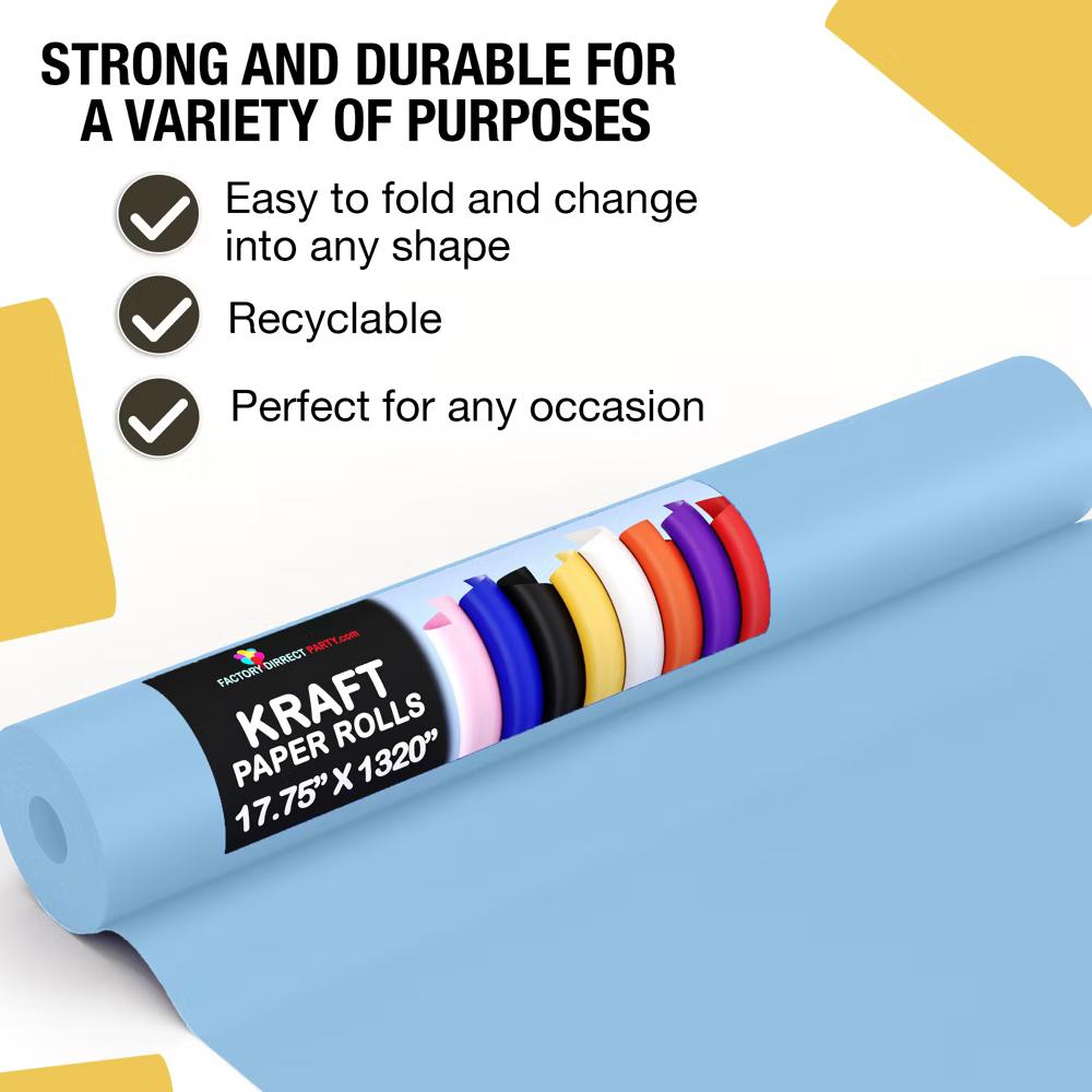 Exquisite Colored Kraft Paper Roll 17.5 In 110 Ft Kraft Wrapping Paper Craft Paper Shipping Paper Kraft Paper Roll Gift Wrap - Image 22