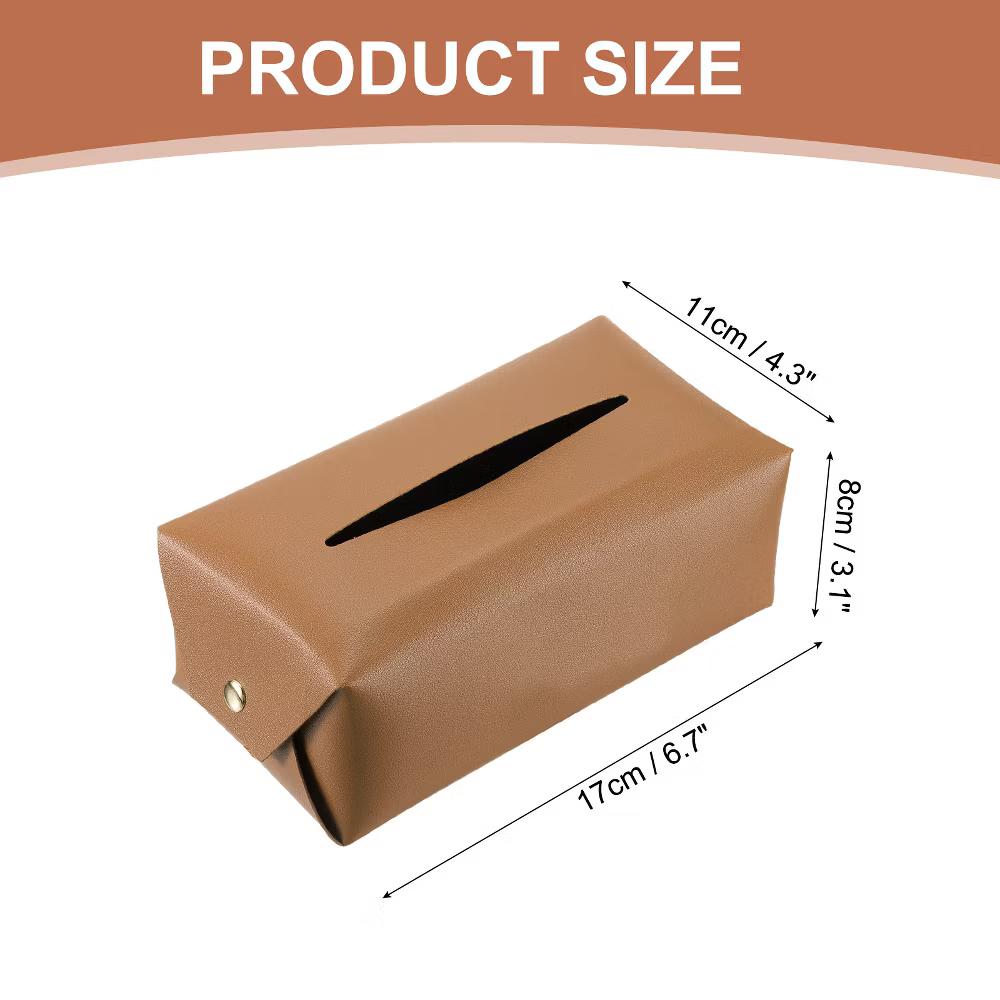 Rectangle PU Leather Tabletop Bathroom Kitchen Tissue Box Cover - Image 23