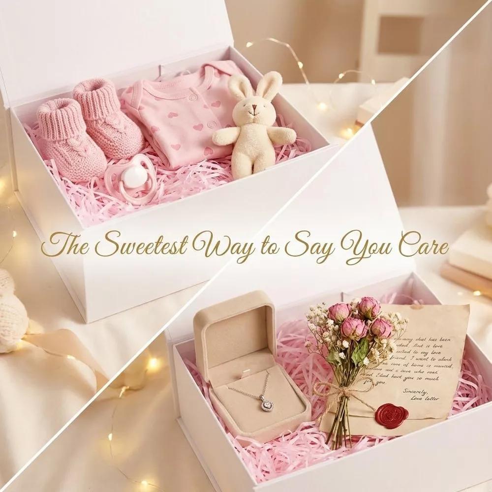 White Magnetic Gift Box 7.8x7x3.1 Inches Durable Collapsible Hard Board 1 Piece for Jewelry Candy Wedding Birthday Graduation - Image 3
