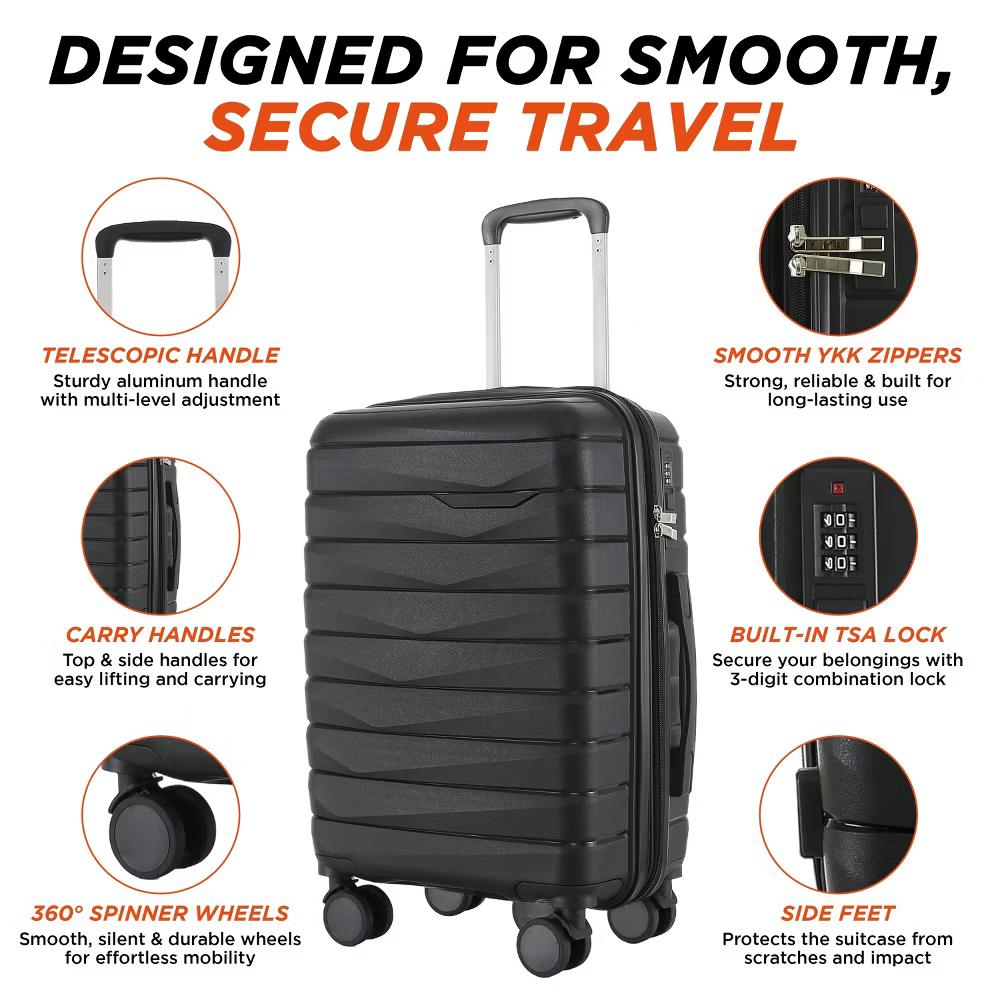 3-Piece Hardside Expandable Luggage Set with 8 Spinner Wheels - 20", 24", 28" - Image 5