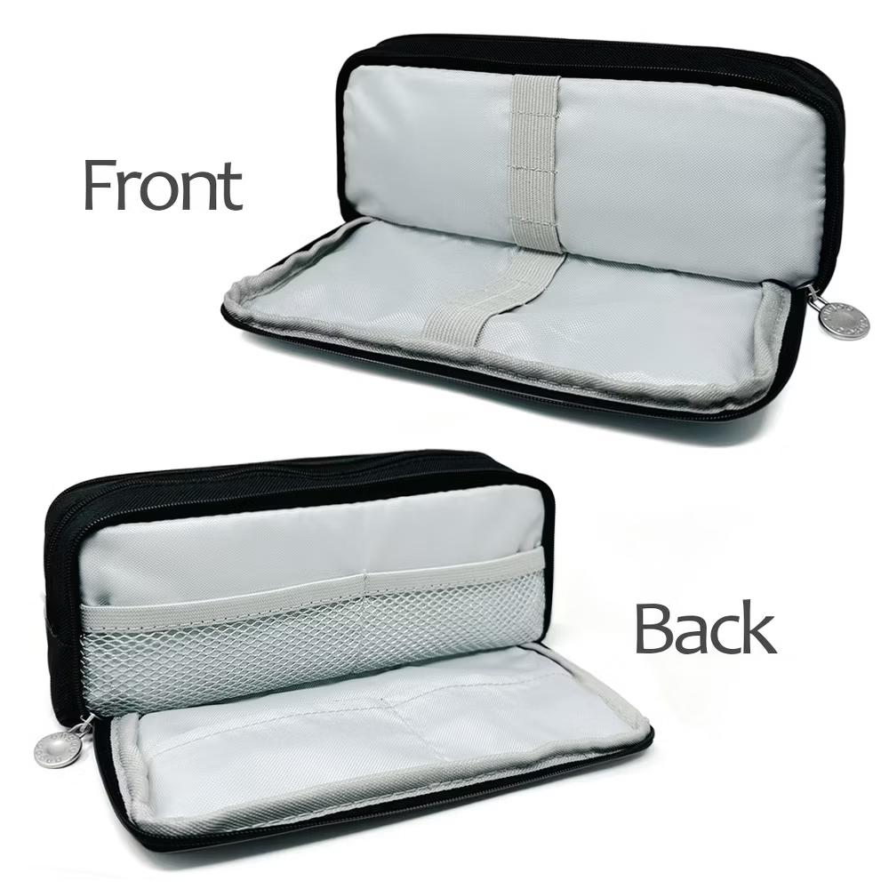 Large Capacity Pencil Case, 3 Compartment Pencil Pouch for Stationery Pens, Black - Image 5