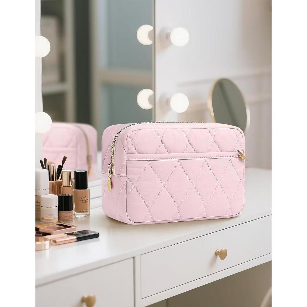 Puffy Padded Makeup Bag Travel Organizer. Wide-Open Cosmetic Pouch for Toiletries and Essentials. - Image 7