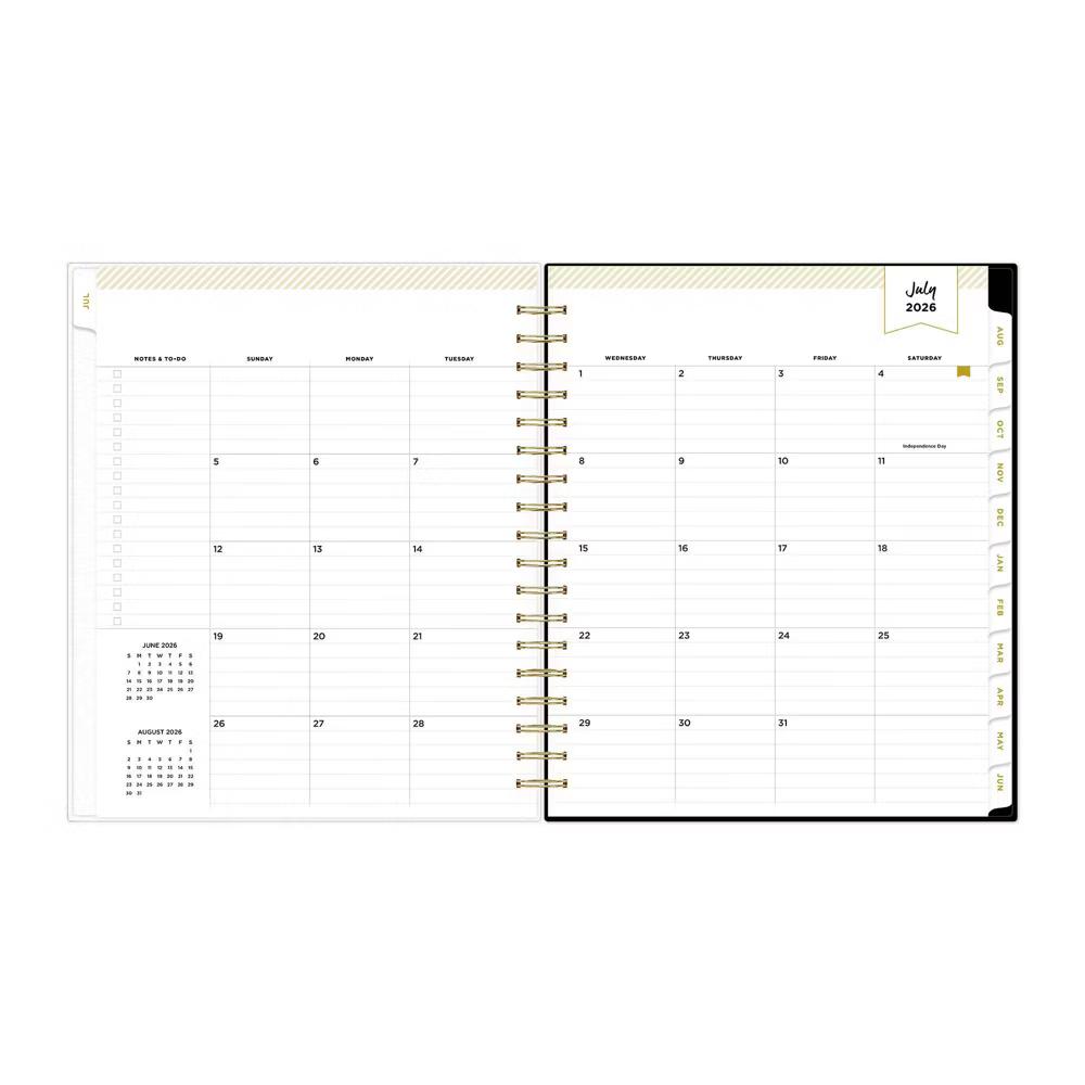 Day Designer 8"x10" AY 2026-2027 Planner Rugby Stripe Black Frosted 27 Daily/Monthly Safety Wirebound - Image 13