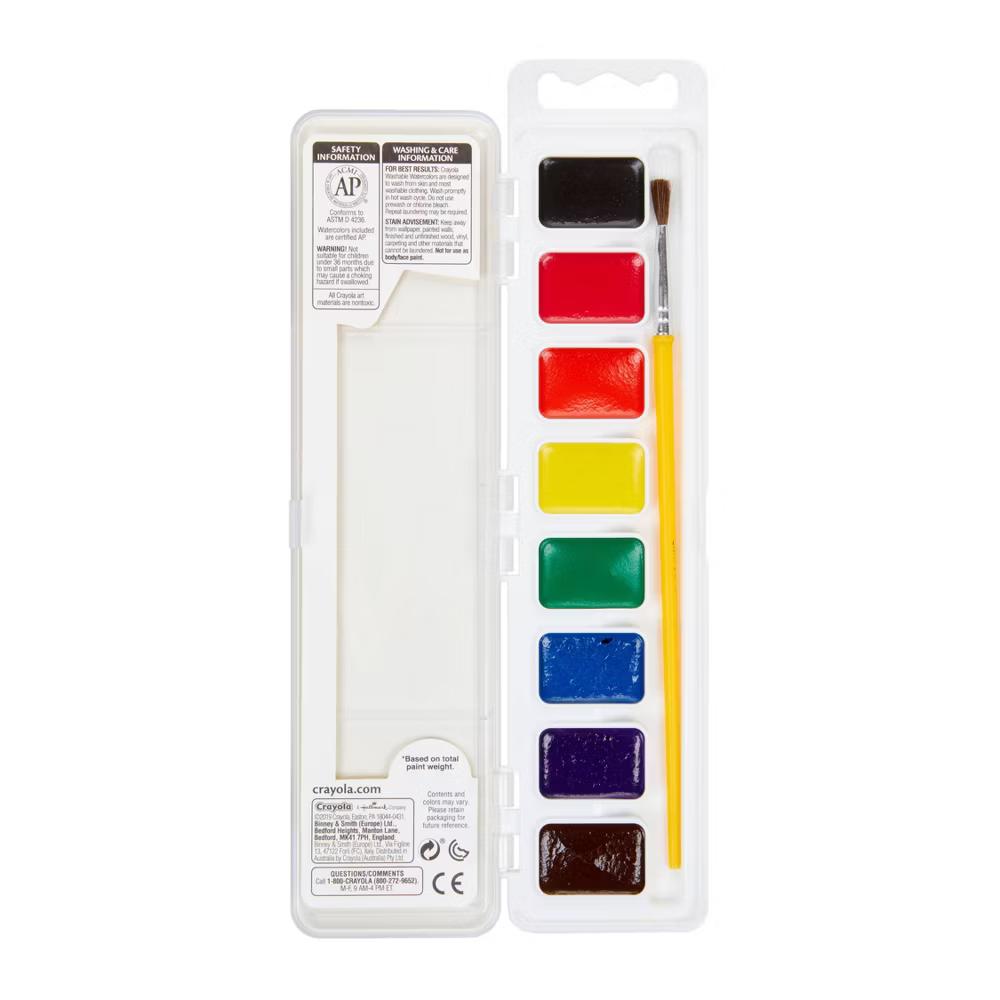 8ct Kids Watercolor Paints with Brush, Washable Tempera, School Supplies for Kids, Art Classroom Essentials, Gift, Ages 3 - Image 4