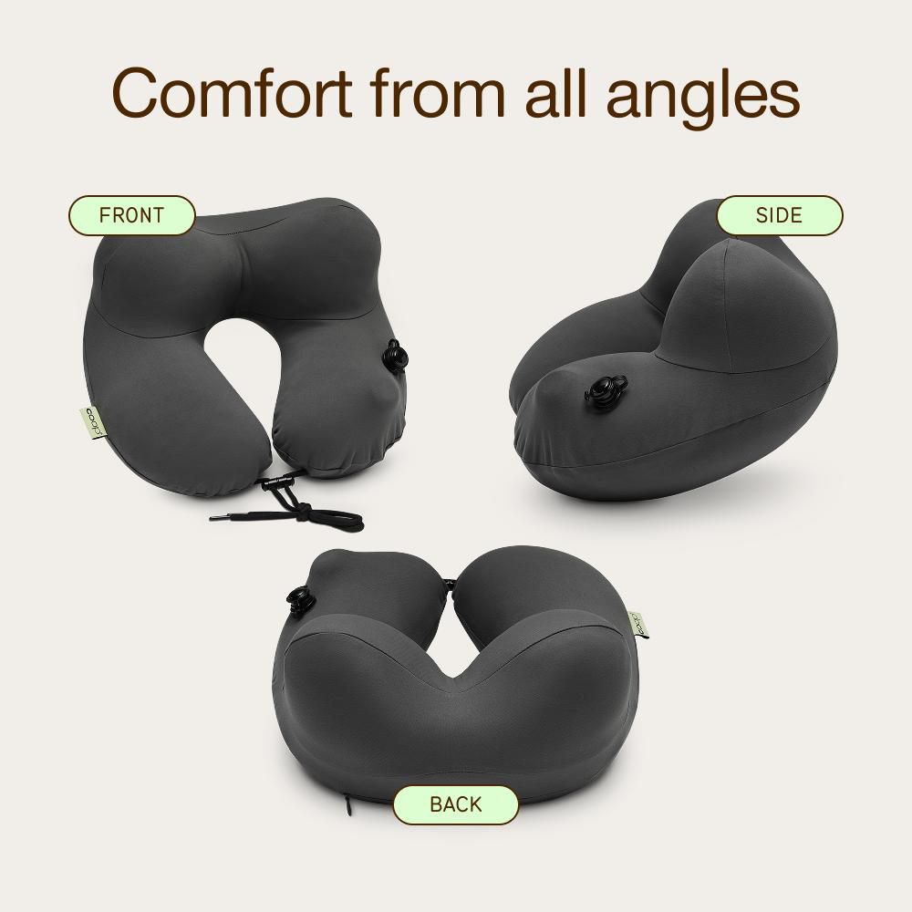 Coop Sleep Goods AirJustable Travel Neck Pillow, Inflatable, Adjustable Support, Memory Foam Travel Pillow with Washable Cover - Image 4