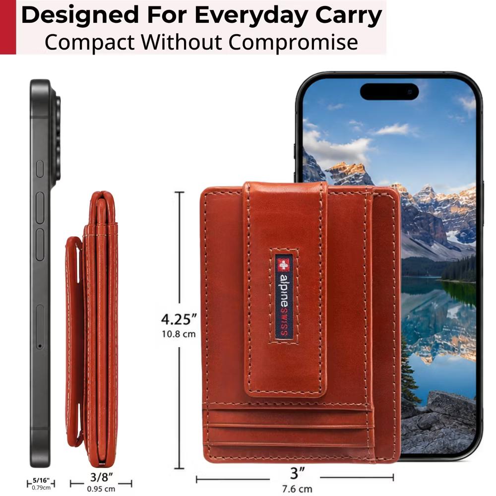 Alpine Swiss Harper Mens RFID Slim Money Clip Front Pocket Wallet Minimalist Leather ID Card Holder - Image 36