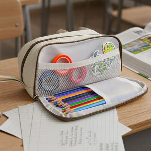 3D Cat Design Pencil Case, Large Capacity 2 Compartment Pencil Pouch for Stationery Tools