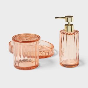 Colored Glass Bath Canister Pink