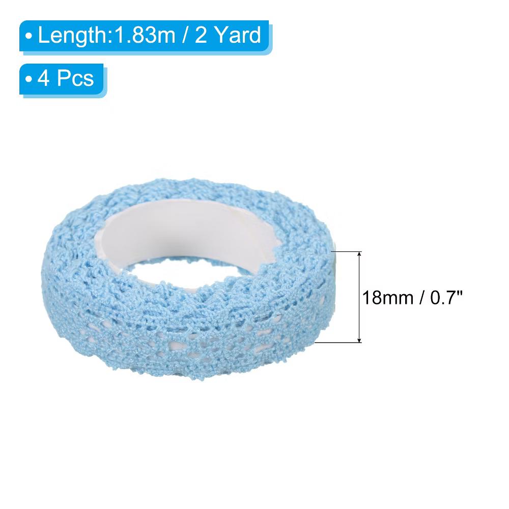 Cotton Self-Adhesive DIY Craft Decorative Lace Ribbon Tapes 0.7" 2 Yards 4 Pcs - Image 9