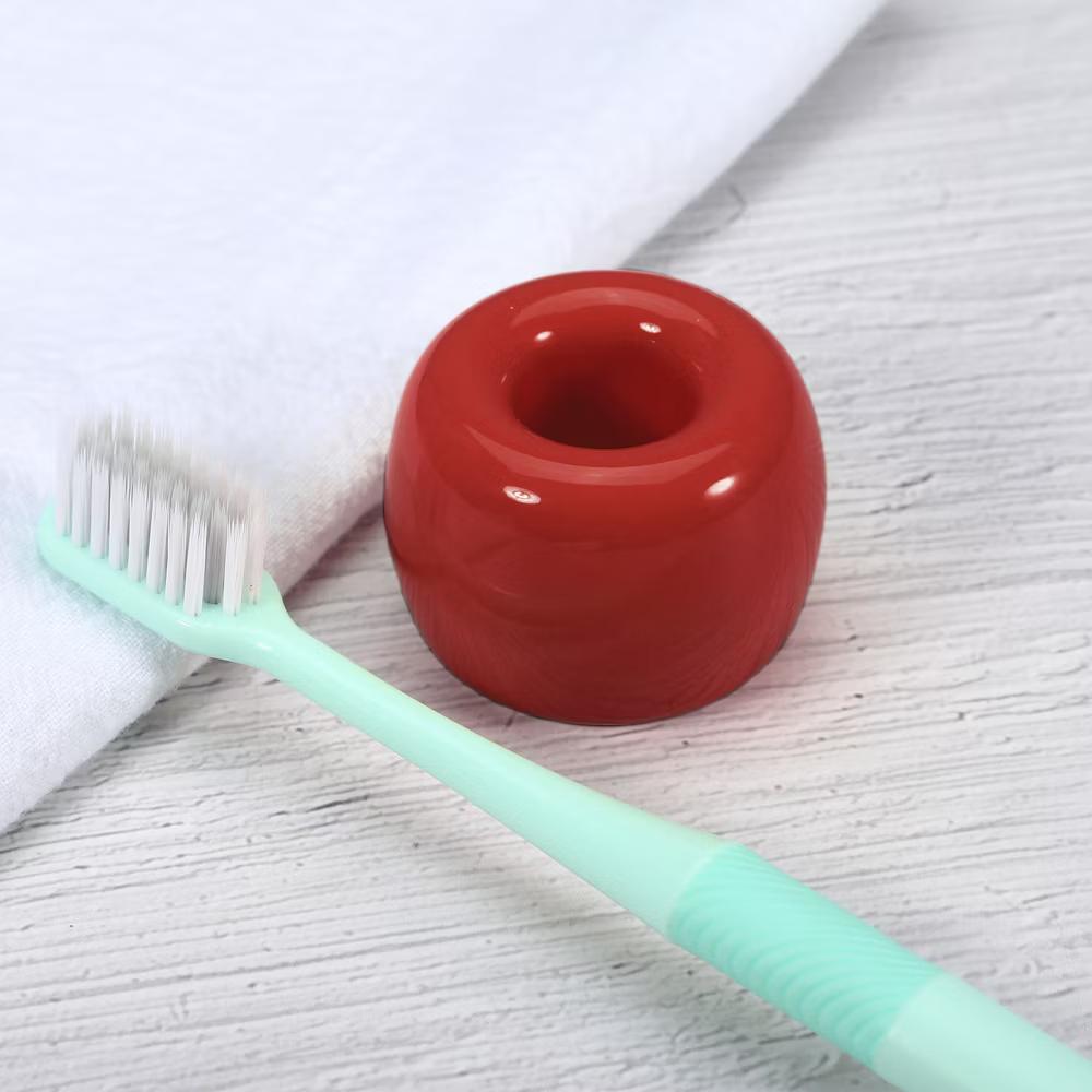 Bathroom Round Mini Ceramic Toothbrush Holder 1.65"x1.18" 2Pcs - Image 55