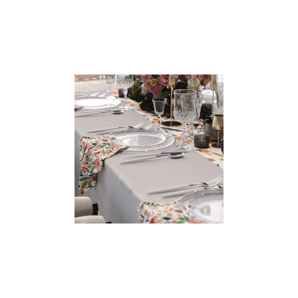 Trendables 40 Pieces Plastic Disposable Wedding Plates Set - 20 7.5" & 20 10" Thin & DelicateTinted Petals Plates with Rim - Image 12