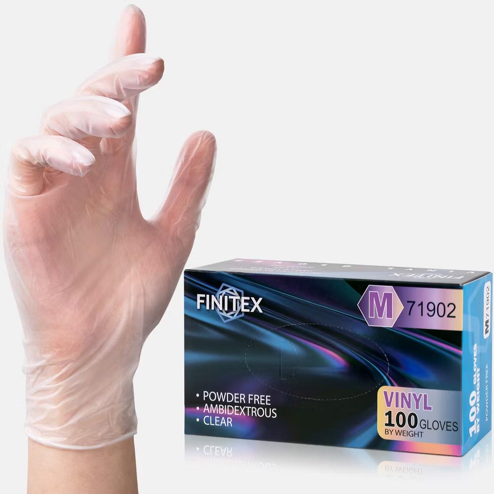 FINITEX Clear Vinyl Disposable Gloves for Food Prep & Cleaning, 100 & 300 Count
