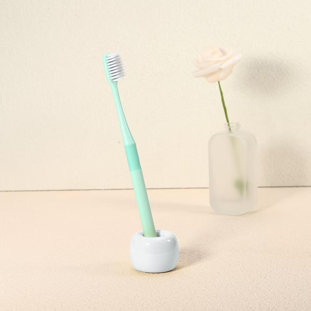 Bathroom Round Mini Ceramic Toothbrush Holder 1.65"x1.18" 2Pcs - Image 63