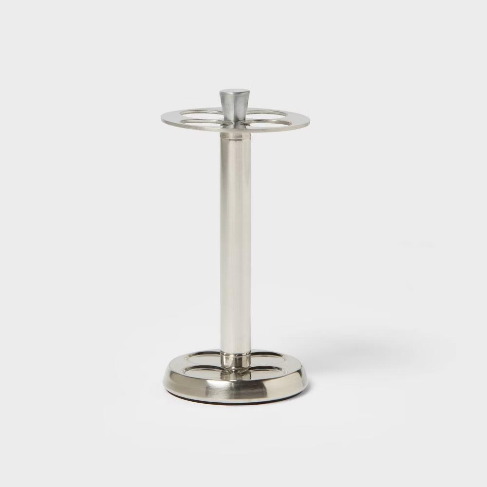 Brushed Stainless Steel Toothbrush Holder - Elegant Bathroom Accessory, Metal Stand for Oral Hygiene
