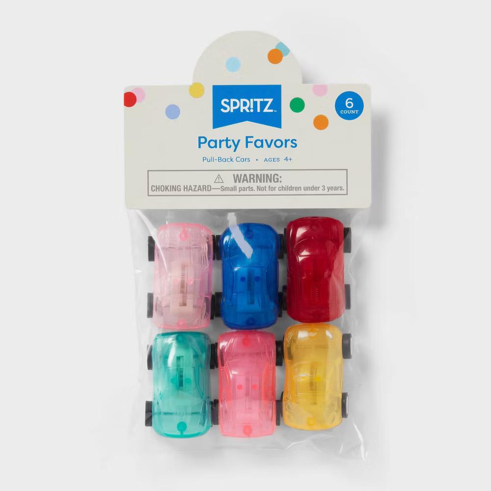 6ct Pull Back Toy Car - Multicolor Party Favor Toys for Kids, Easter Egg Fillers, Birthday Fun - Image 2