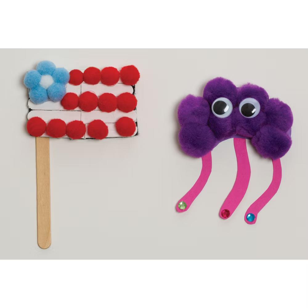 Pom Pons, Bright Hues, Assorted Sizes, 100 Pieces - Image 4