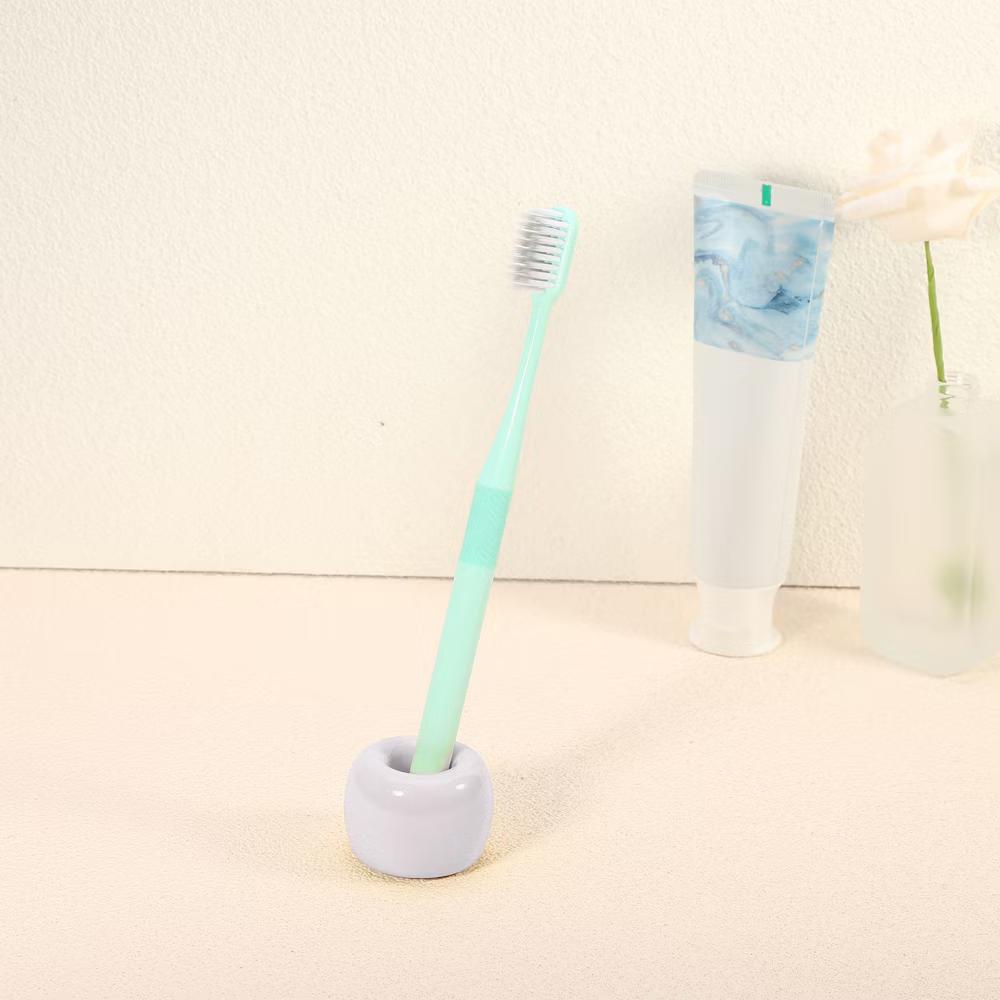 Bathroom Round Mini Ceramic Toothbrush Holder 1.65"x1.18" 2Pcs - Image 52