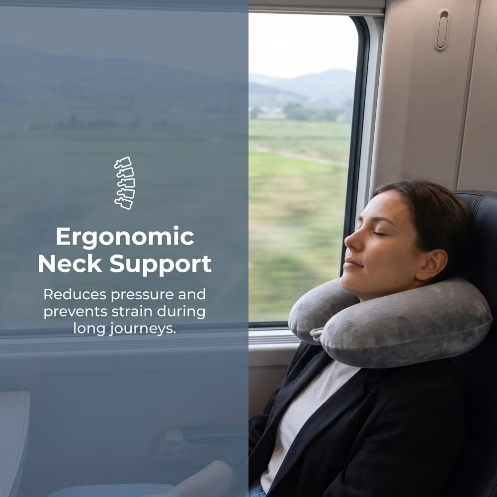 Solid PP Cotton Lightweight Office U-Shape Travel Neck Pillows 11x11in 1 Pc - Image 7