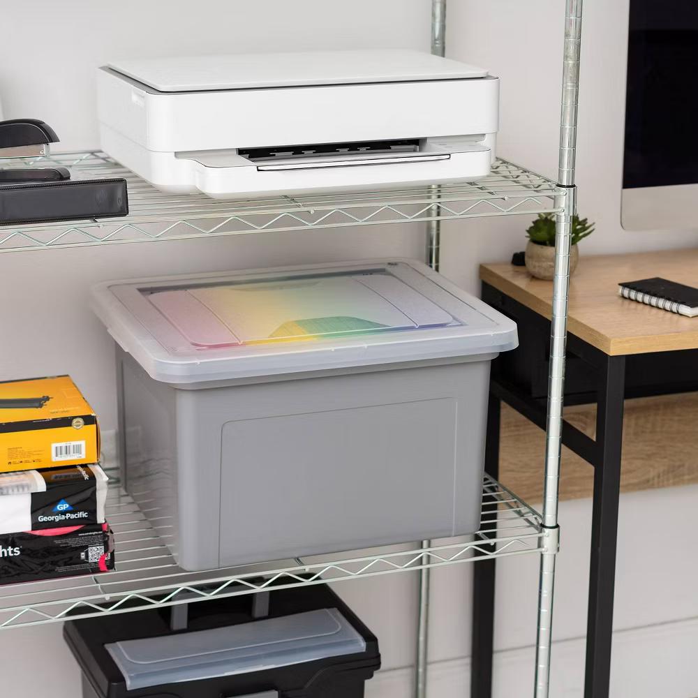 32qt 3pk Letter Plastic File Box: Hanging File Folders Storage Bin, File Organizer, Gray, No Assembly Required - Image 5