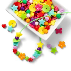 250ct Butterfly & Bloom Beads - Craft Embellishments, Multicolor, Plastic, Ages 6