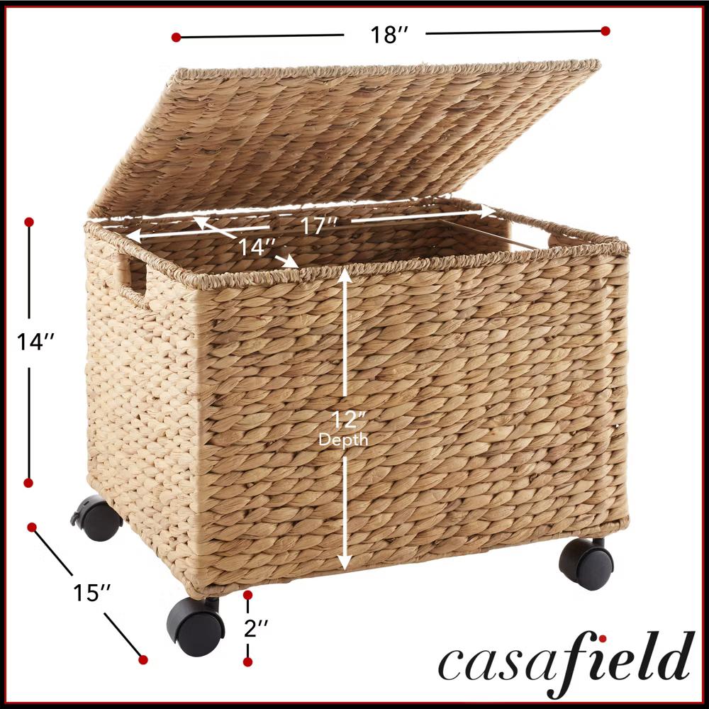 Casafield Rolling Filing Cabinet - Water Hyacinth Hanging File Folder Organizer on Wheels, Home Office Storage - Image 21