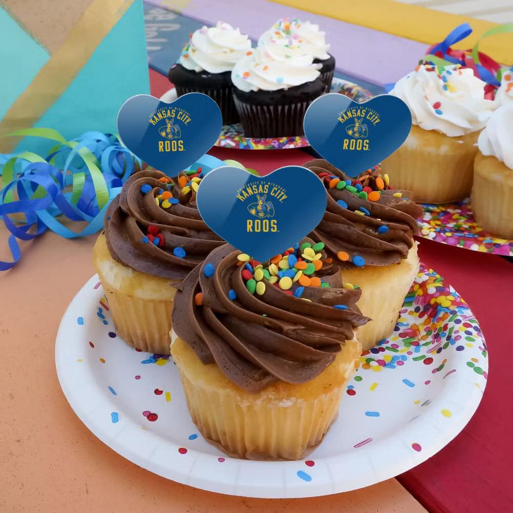 University of Missouri - Kansas City Kangaroos Logo Heart Love Cupcake Picks Toppers Decoration Set of 6 - Image 5