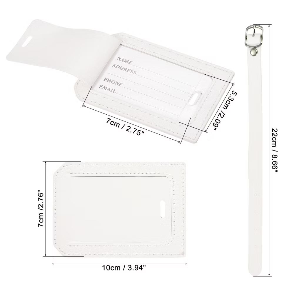 Backpack PU Holder Identifier Card Luggage Tag with Strap 4 Pcs - Image 11