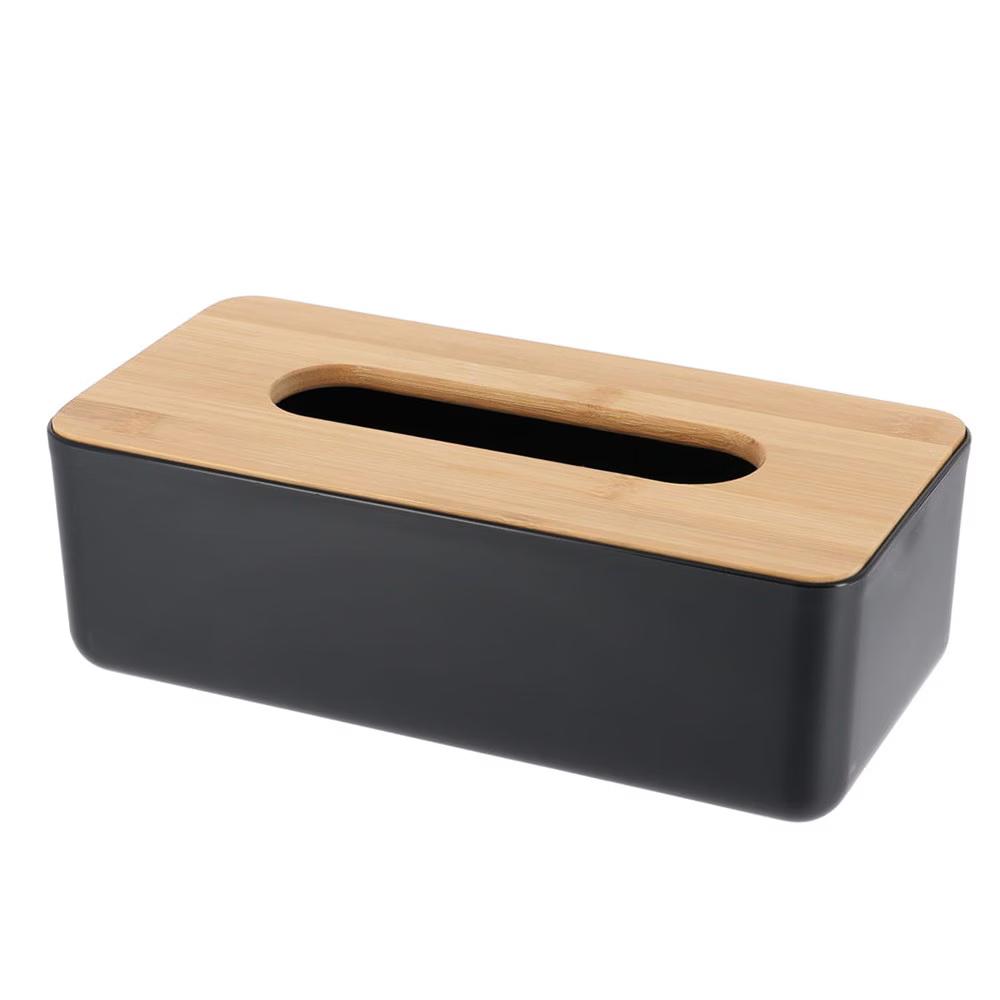 French Home Goods White Tissue Box Cover Padang with Bamboo Top - Elegant Design for Home and Office - Enhance Décor and Organization - Image 2