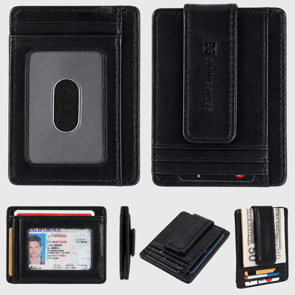Alpine Swiss Harper Mens RFID Slim Money Clip Front Pocket Wallet Minimalist Leather ID Card Holder - Image 61