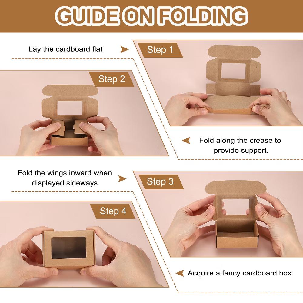 Paper Party Favor Treats Candy Cookie Packaging with Clear Window Kraft Soap Boxes 32 Pcs - Image 2