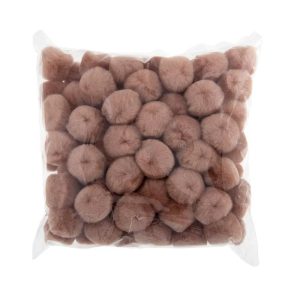 1in Beige Pom Poms for Crafts DIY Art Creative, 100pcs