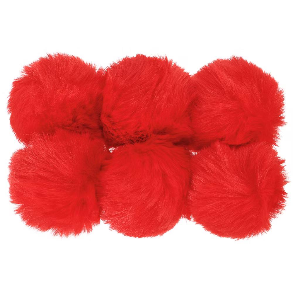 Fluffy Soft Elastic Faux Fur Pom Poms for Hats Scarves Gloves 6 Pcs - Image 23